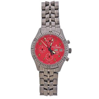 Revue Thommen Automatic Day Date Red Dial Watch 2814