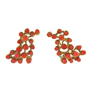 1970s 18k Gold Coral Earrings