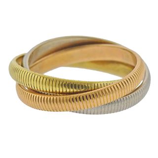 Cartier Vintage 18k Ribbed Gold Rolling Band Ring 