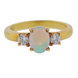 Antique Tiffany & Co Opal Diamond 18k Gold Ring 