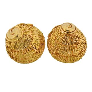 1980s 18k Gold Large Earrings 