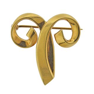 Tiffany & Co Picasso 18k Gold Aries Zodiac Sign Brooch