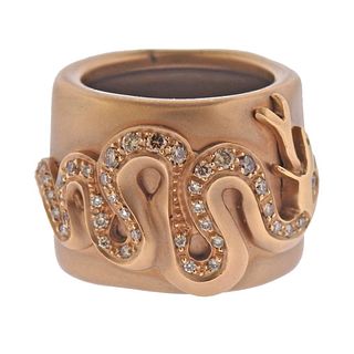 Pomellato Eva 18k Rose Gold Fancy Diamond Wide Band Ring
