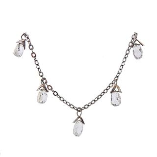 Platinum Diamond Briolette Necklace