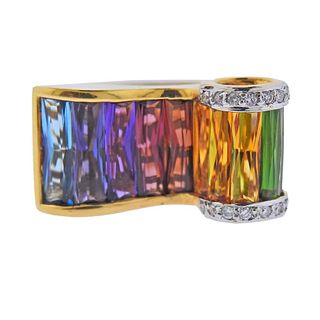 Bellarri 18k Gold Diamond Gemstone Ring 