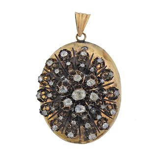 Antique Victorian Gold Rose Cut Diamond Locket Pendant