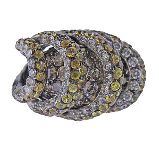 18k Gold Yellow Sapphire 3.85ctw Diamond Cocktail Ring