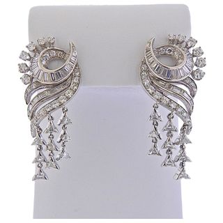1950s 4.50ctw Diamond Platinum Dangle Earrings