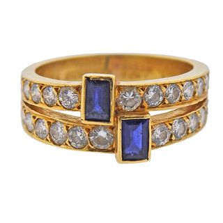 Vintage Van Cleef & Arpels 18k Gold Diamond Sapphire Ring 
