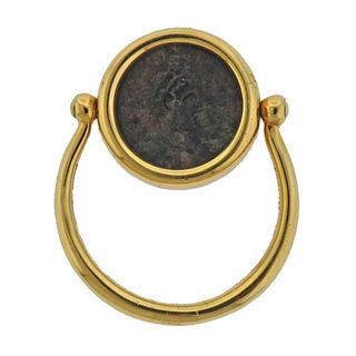 Bulgari Bvlgari Monete Ancient 18k Coin Gold Flip Ring