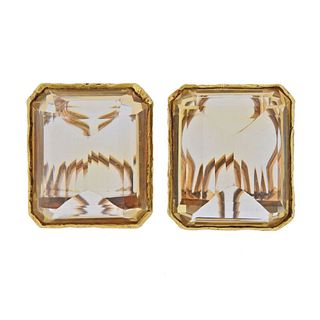 Maggie Hayes Inc 18k Gold Yellow Crystal Earrings 