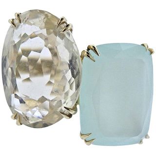 H. Stern Cobblestone Diamond Quartz Chalcedony Gold Ring
