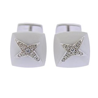 Mauboussin Paris 18k Gold Diamond White Onyx Star Cufflinks