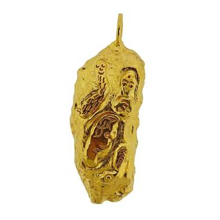 Jean Mahie 22k Gold Abstract Pendant