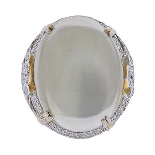 18k Gold Moonstone Diamond Cocktail Ring 