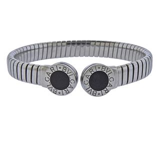 Bvlgari Stainless Steel Onyx Bracelet 