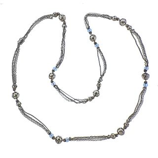 John Hardy Sterling Silver Blue Stone Necklace 