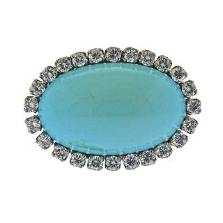 1960s 18k Gold Turquoise Diamond Ring 