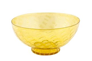 Carder Steuben Bristol Yellow Silverina Glass Bowl