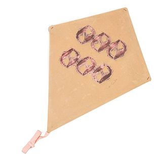 Papalote rosa Peces. Diseñado por FRANCISCO TOLEDO. Firmado al frente Esténcil y troquel sobre papel hecho a mano. Sin enmarcar.