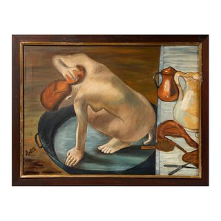 SYLVIA DULTZIN ARDITTI "El baño" Reproducción de la obra de Edgar Degas Firmada Óleo sobre tela Enmarcado 67 x 90 cm