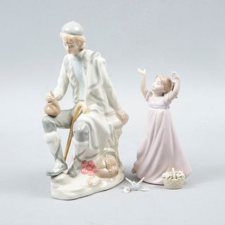 Pastor y niña con canasta. España y Japón. Ca. 2003 Elaboradas en porcelana Nadal y Sanbo. Acabado brillante.
