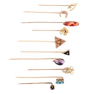 A Collection of Gold & Gold-Filled Stickpins