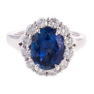 A 4.54 ct Ceylon Sapphire & Diamond Ring in Plat