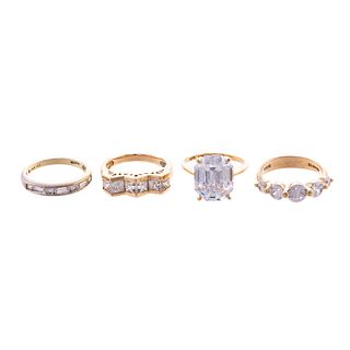 An Assortment of CZ Rings in Gold