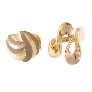 Two 14K Yellow Gold Freeform Rings