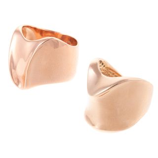 Two Wide Freeform Rings in 14K Rose Gold