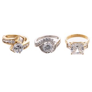 A Trio of CZ Engagement Rings in Gold