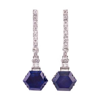 A Pair of GIA Burmese Sapphire & Diamond Earrings