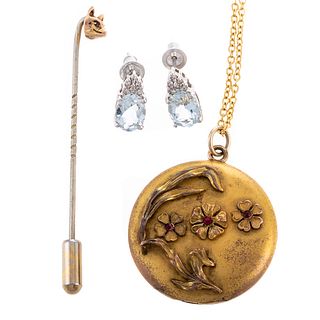 A Gold Art Nouveau Locket & Other Jewelry