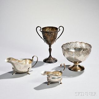 Four Pieces of English Sterling Silver Hollowware