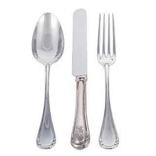 French Sterling Armorial Flatware Service
