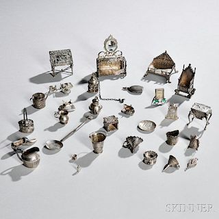 Group of English and Continental Silver or Silver-plate Miniatures