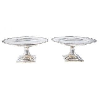 Pair George III-Style Sterling Pedestal Dishes