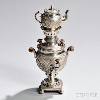 Middle Eastern .875 Silver Samovar and Teapot