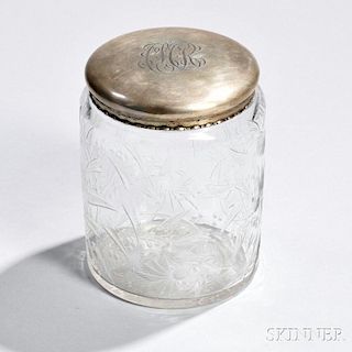 Tiffany Sterling Silver-mounted Colorless Cut Glass Biscuit Jar