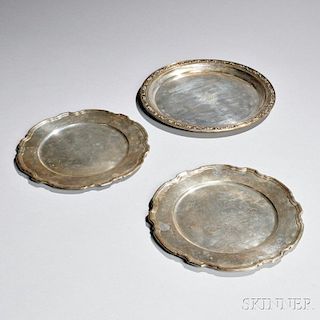 Three American Sterling Silver Chargers