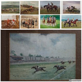 Eight Lithographs of Horseback Riding Events