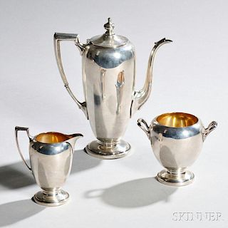 Three-piece Reed & Barton Sterling Silver Coffee Service