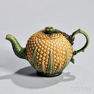 Staffordshire Creamware Pineapple Molded Teapot and Cover