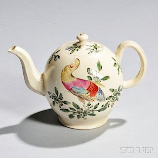 Derbyshire Creamware Teapot and Cover