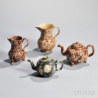 Four Staffordshire Lead-glazed Creamware Tea Wares