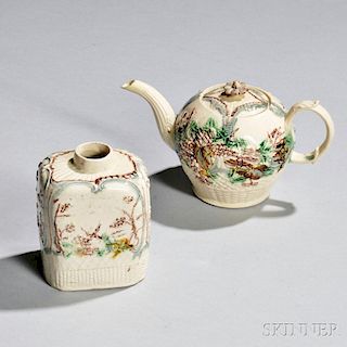 Two Greatbatch-type Creamware Tea Wares