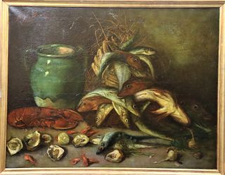 Old Master Still Life of Seafood O/C