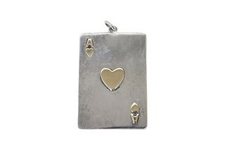 14k Gold & Sterling Ace of Hearts Pendant