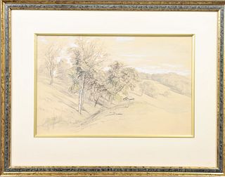 Landscape Sketch,  Mixed Media, Signed Dated 1919